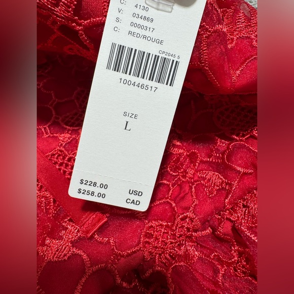 NWT Anthropologie Women’s Red Lace Corset Mini Dress Ruffle Strap Party Size L - Picture 6 of 8